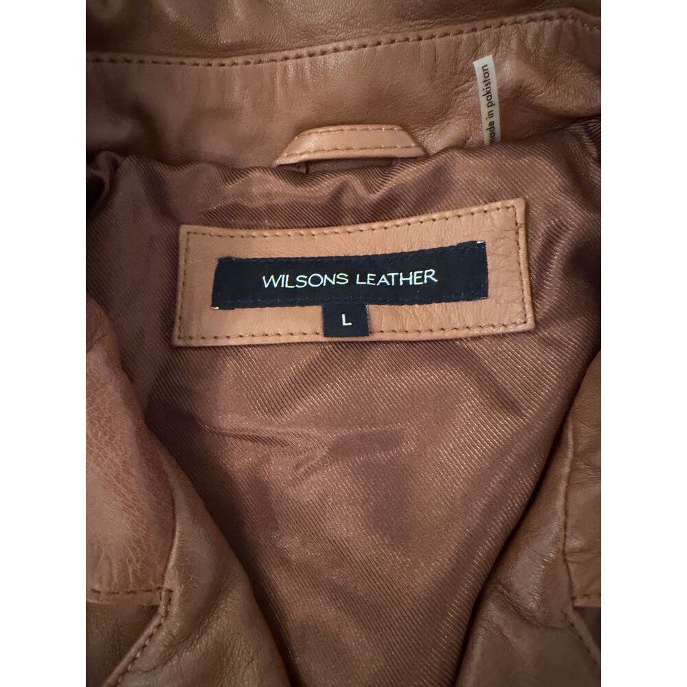 Wilson Leather Genuine NWT Long Leather Brown Double-Breasted Coat Jacket - L - Picture 5 of 10